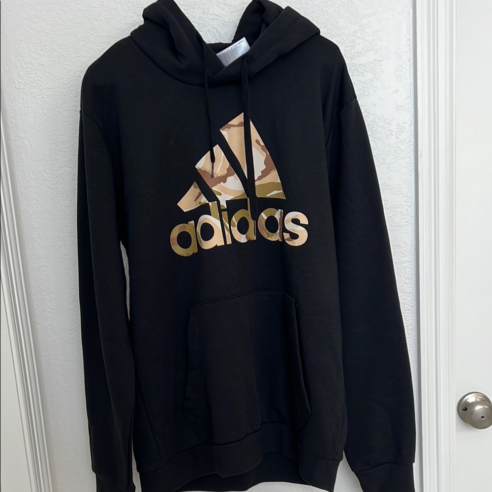 Men’s Adidas Black Hoodie with Camouflage Gold Logo